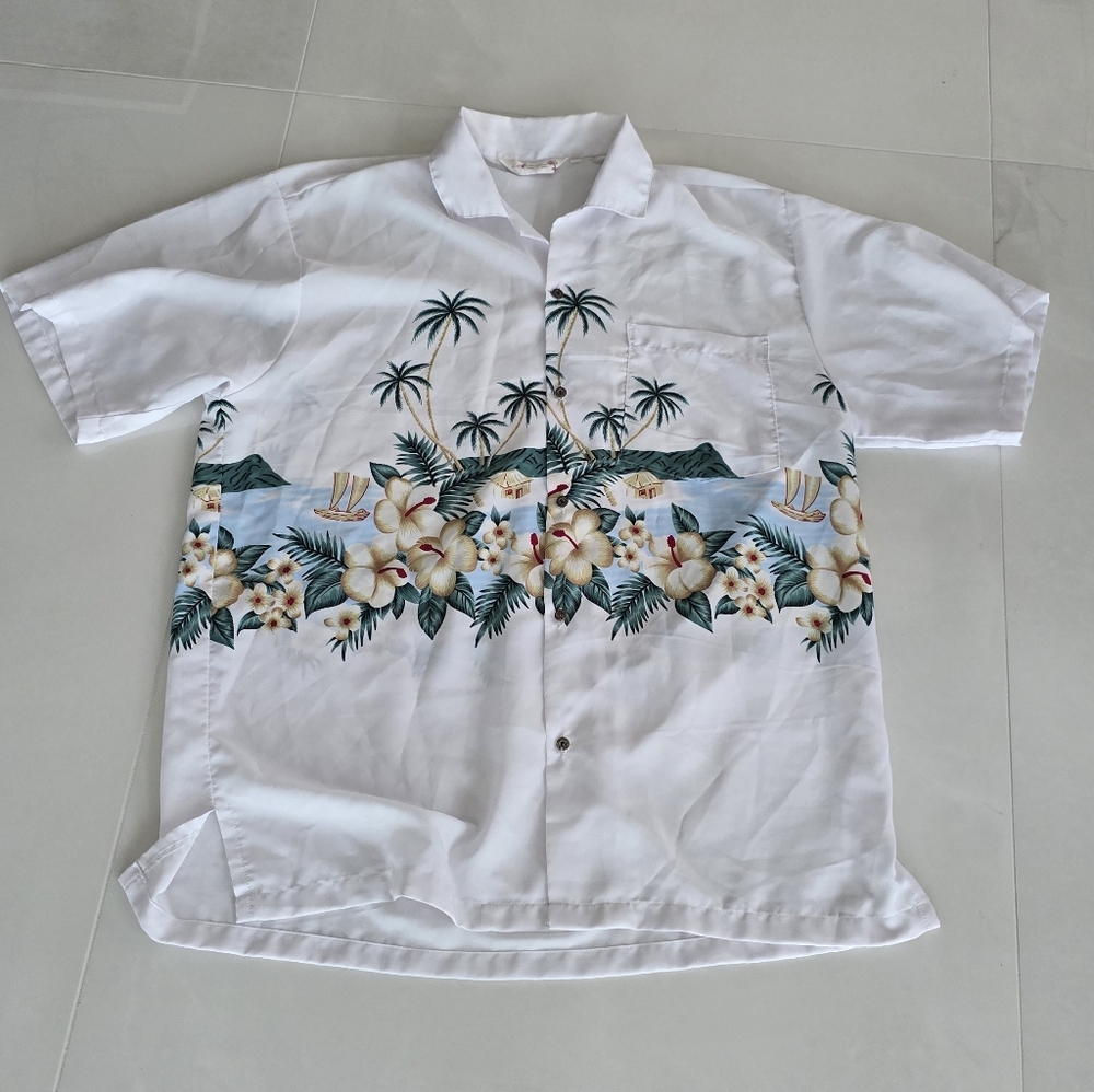 Uluwatu Tropical White Hawaiian Shirt - XXL